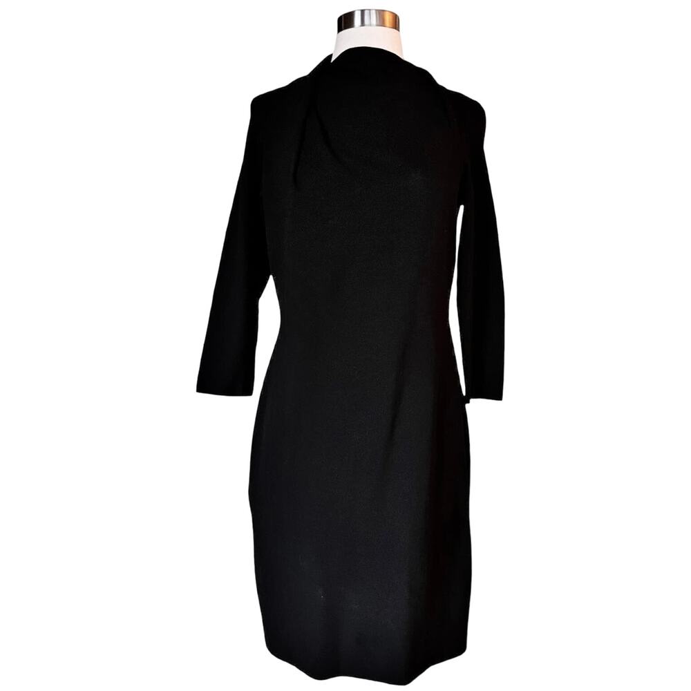 GIORGIO ARMANI Black Jersey Dress High Neck 3/4 Sleeves IT 44 Italy Medium 8 EUC